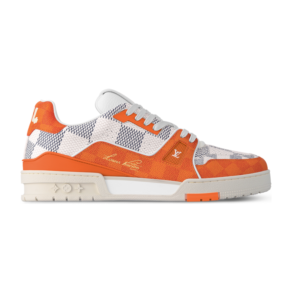 LOUIS VUITTON LV TRAINER DAMIER WHITE ORANGE