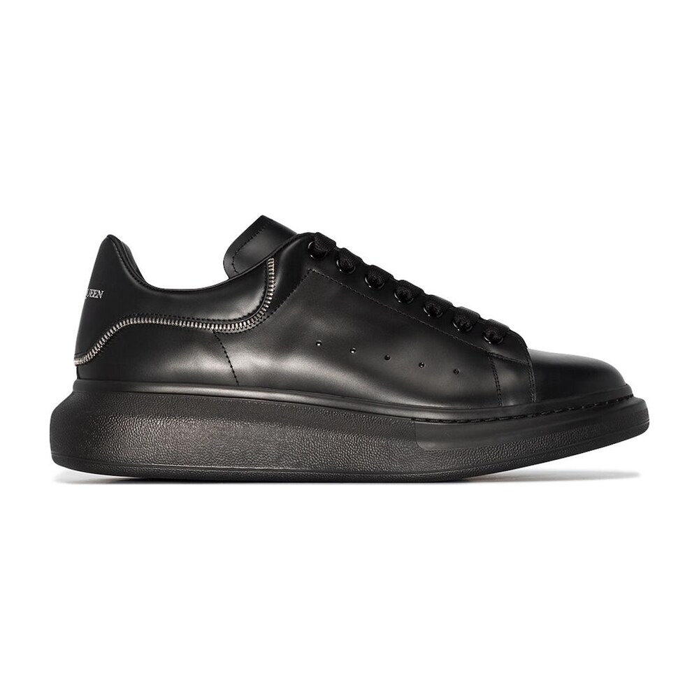 ALEXANDER MCQUEEN OVERSIZED ZIP DETAILED BLACK LEATHER