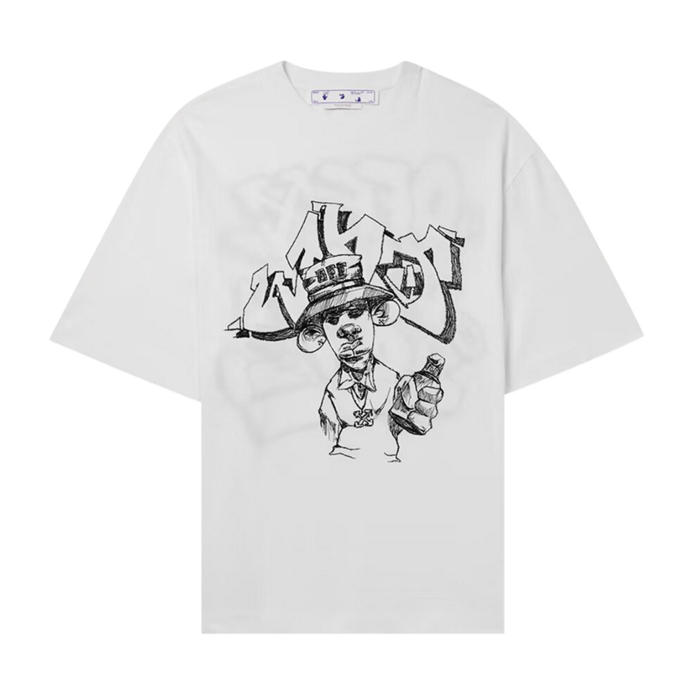 OFF-WHITE GRAFF FREEST OVER SKATE WHITE TEE