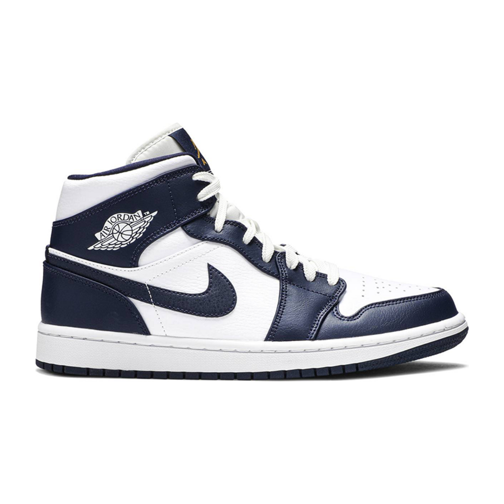 Air Jordan 1 Mid White Metallic Gold Obsidian