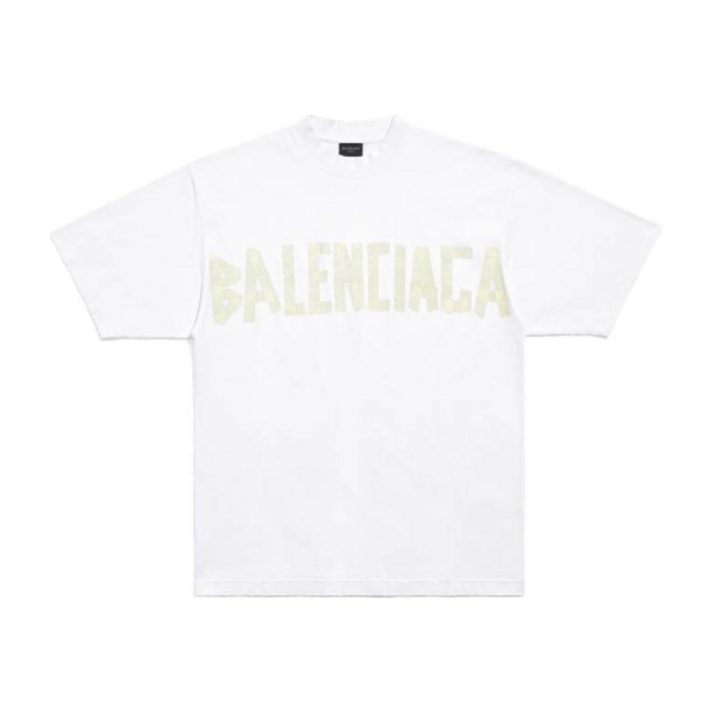 BALENCIAGA TAPE TYPE MEDIUM FIT T SHIRT WHITE FADED