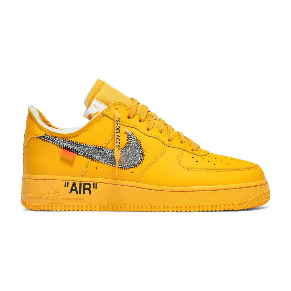 Tenis Nike Air Force 1 Low Off White University Gold  Metallic Silver