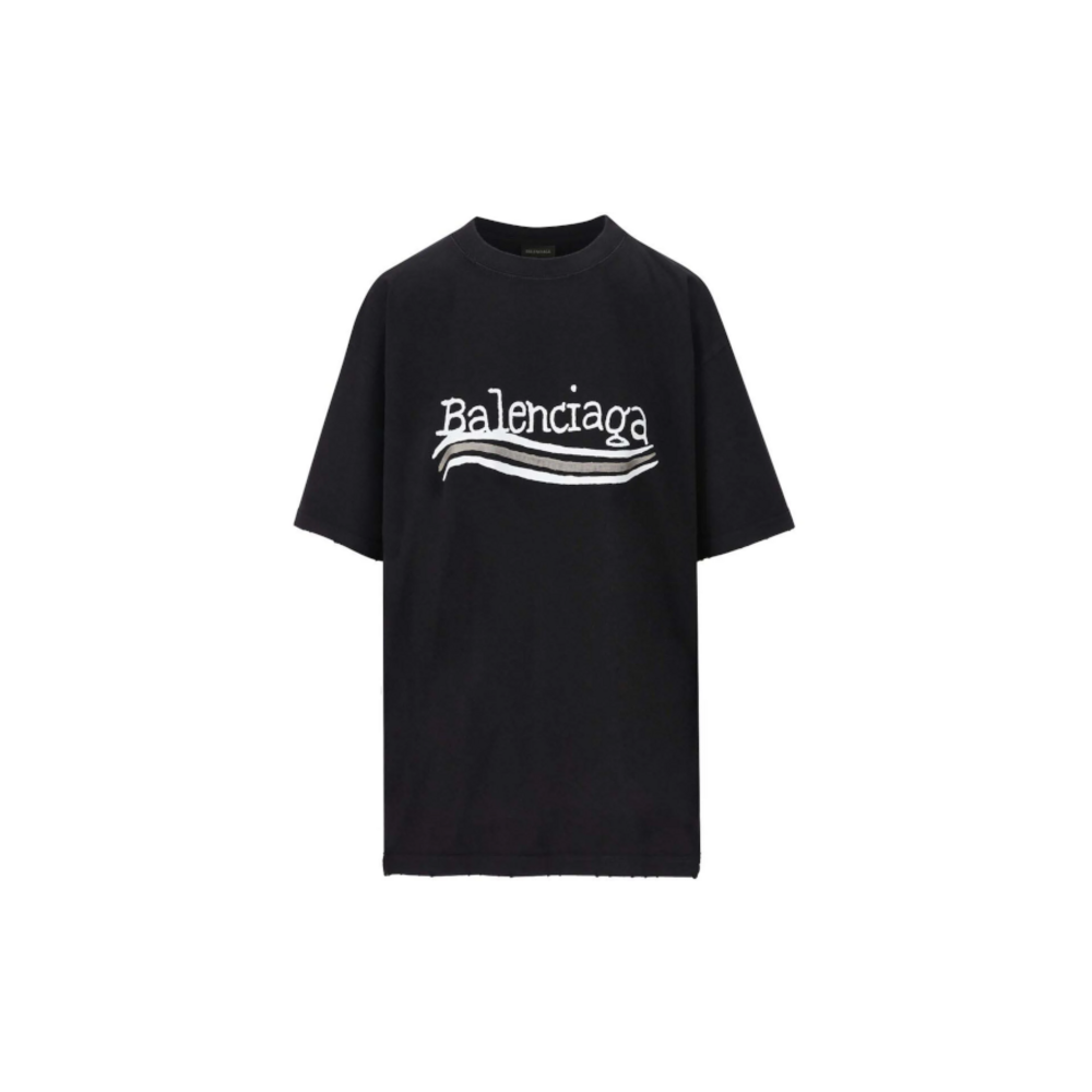 BALENCIAGA HAND DRAWN POLITICAL CAMPAING TEE BLACK