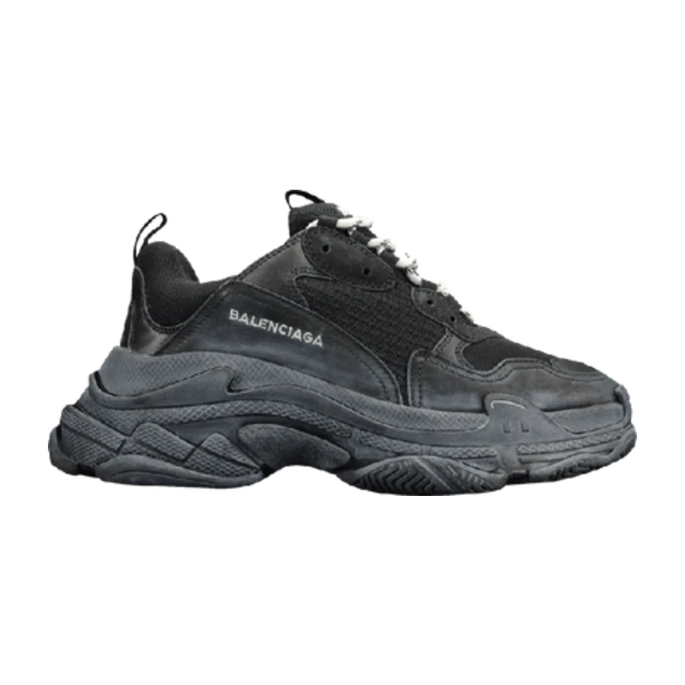 BALENCIAGA TRIPLE S TRIPLE BLACK (PRE-DISTRESSED)