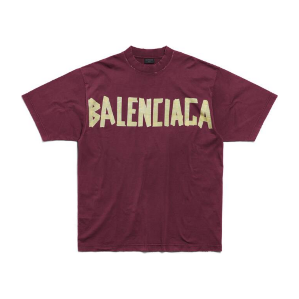 BALENCIAGA TAPE TYPE MEDIUM FIT T SHIRT RED FADED