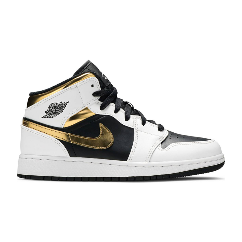 Tenis Air Jordan 1 Mid White Gold Black
