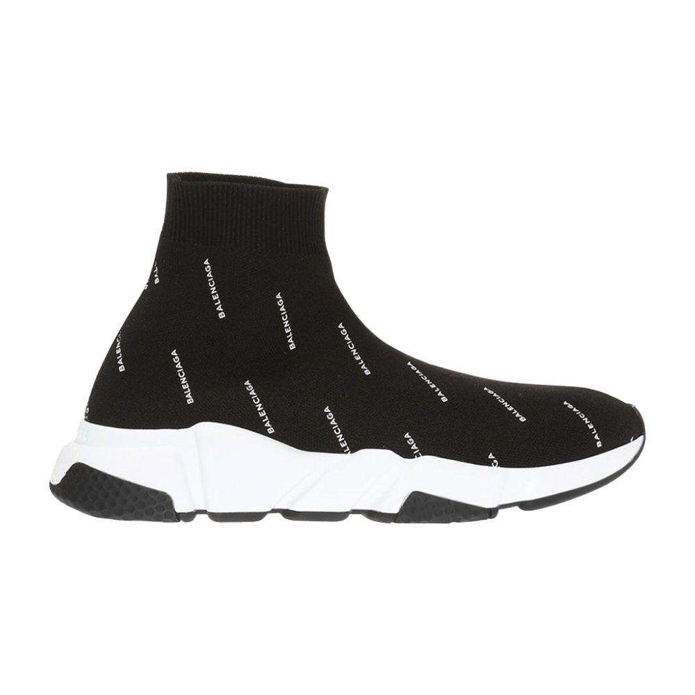 Balenciaga Speed Trainer Logo Print Blach White