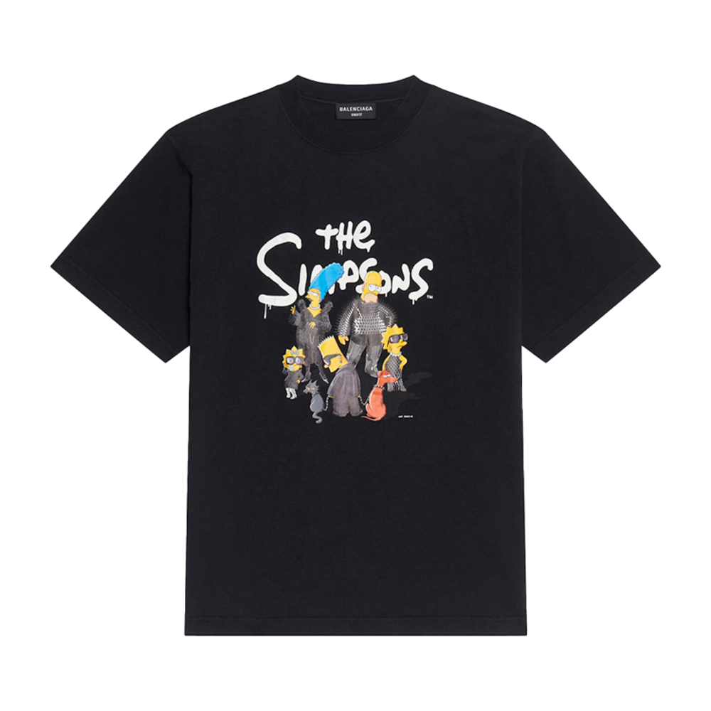 BALENCIAGA THE SIMPSONS WOMENS SMALL FIT T SHIRT BLACK
