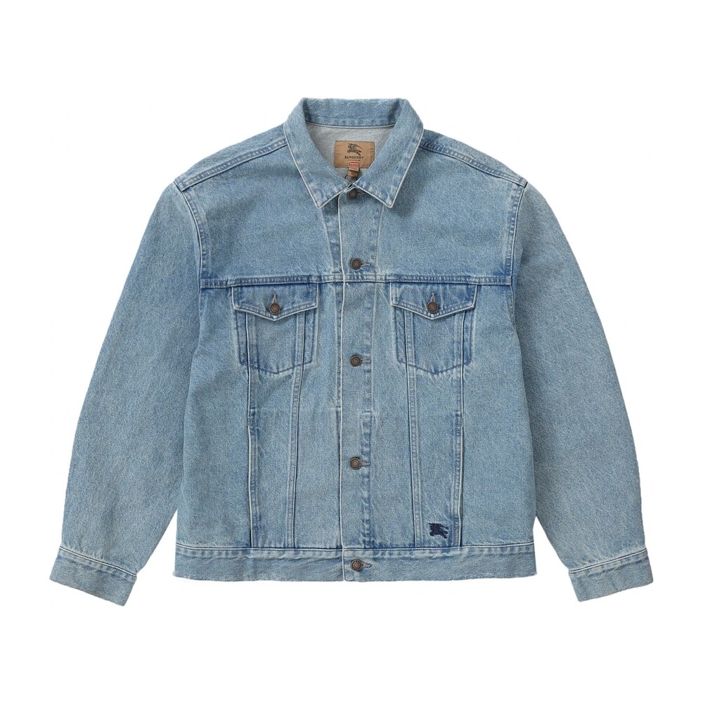 Supreme Burberry Denim Trucker Jacket Washed Blue 