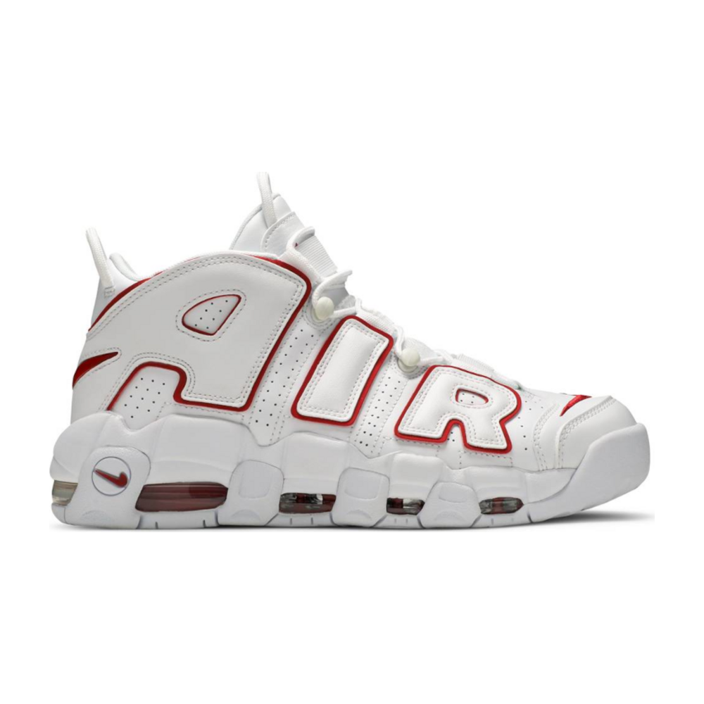 Tenis Nike Air More Uptempo White Varsity Red Outline 