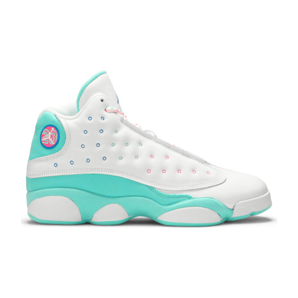Tenis Jordan 13 White Soar Green Pink