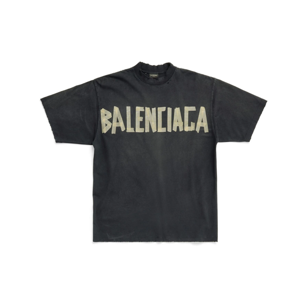 BALENCIAGA TAPE TYPE MEDIUM FIT T SHIRT BLACK FADED