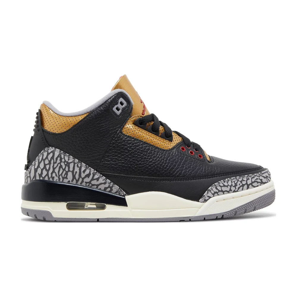 Tenis Jordan 3 Black Cement Gold