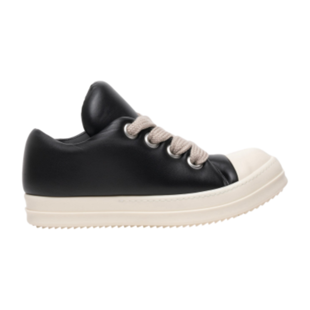 RICK OWENS LUXOR JUMBO LACE PADDED LOW SNEAKS IN ACID AND MILK PEACHED LAMBSKIN