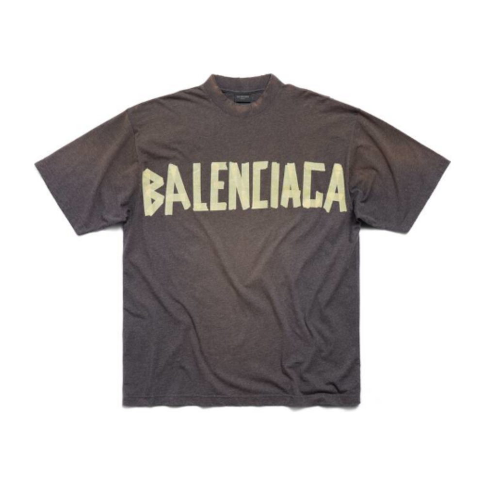 BALENCIAGA TAPE TYPE MEDIUM FIT T SHIRT GREY FADED