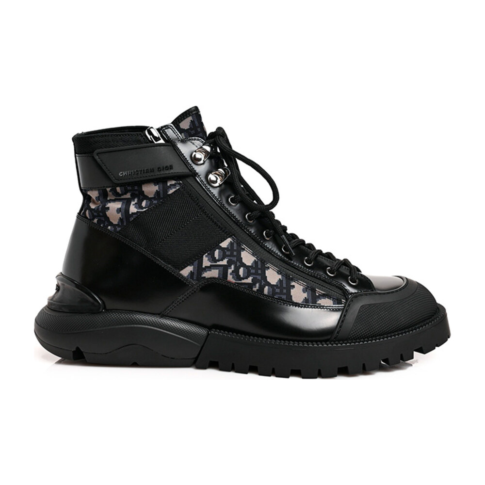 BOTAS DIOR OBLIQUE POLISHED CALFSKIN MENS COMBAT ANKLE
