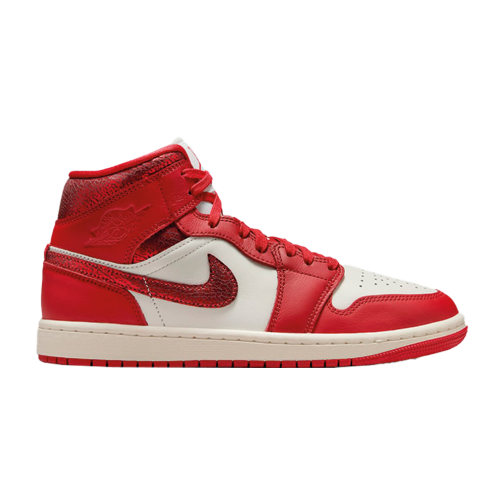 JORDAN 1 MID RED CRACKED LEATHER