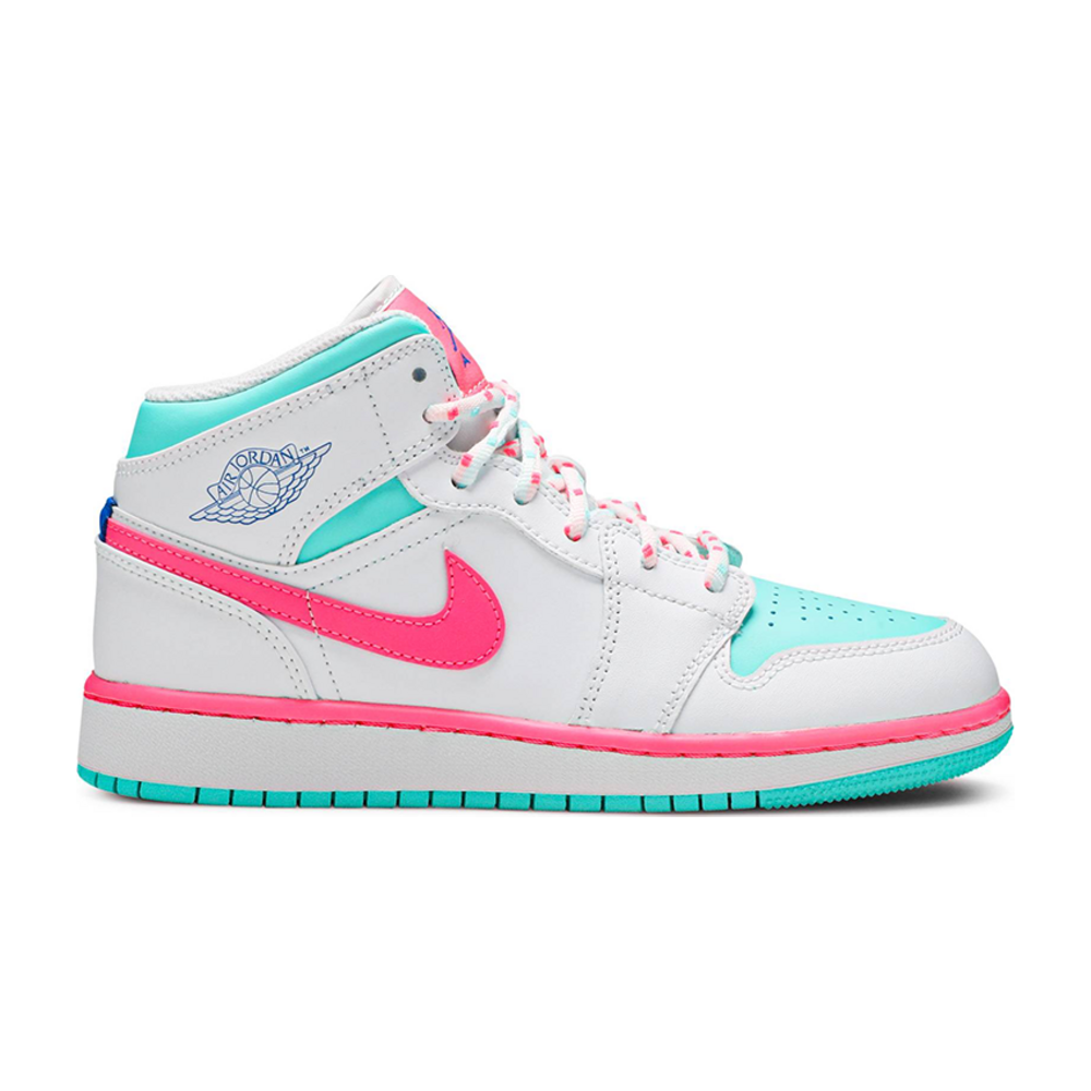 Air Jordan 1 Mid White Pink Green Soar