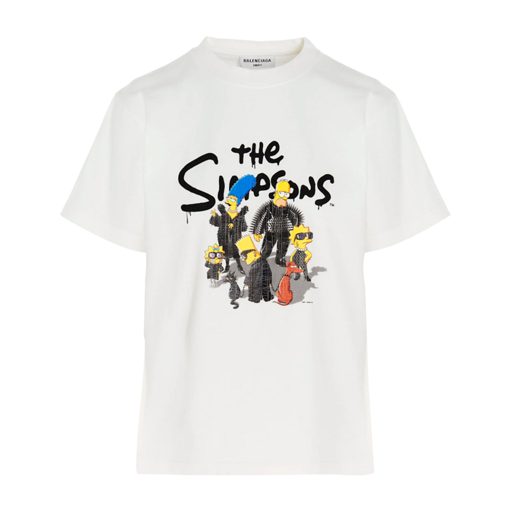 BALENCIAGA THE SIMPSONS WOMENS SMALL FIT T SHIRT WHITE