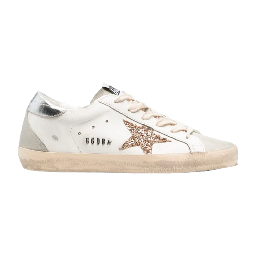 GOLDEN GOOSE SUPER STAR STAR WITH GOLD GLITTER AND ICE SUEDE APPLICATIONS