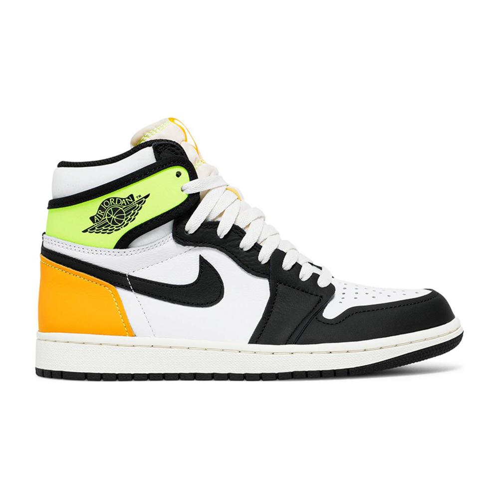 Tenis Air Jordan 1 High White Black Volt University Gold