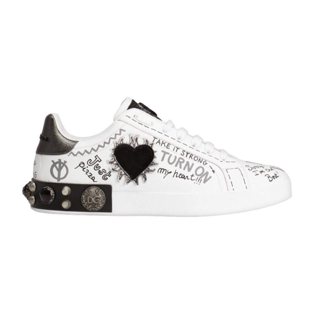 TENIS DOLCE & GABBANA PORTOFINO WHITE APPLIQUE HEART